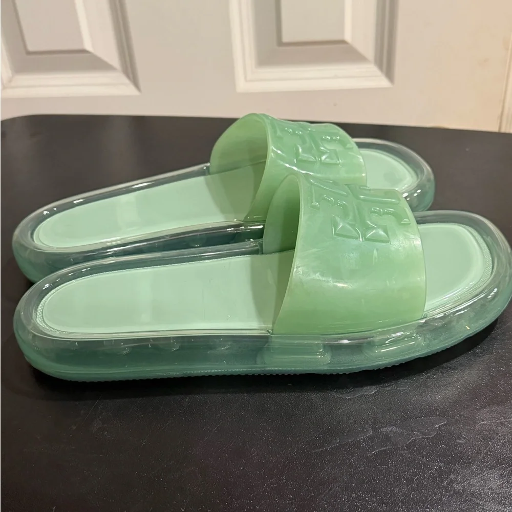 Tory Burch Light Green Slide Sandals